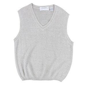 Vintage Linen Blend Knit Sweater Vest Beige V-Neck Henry Grethel Men's Small